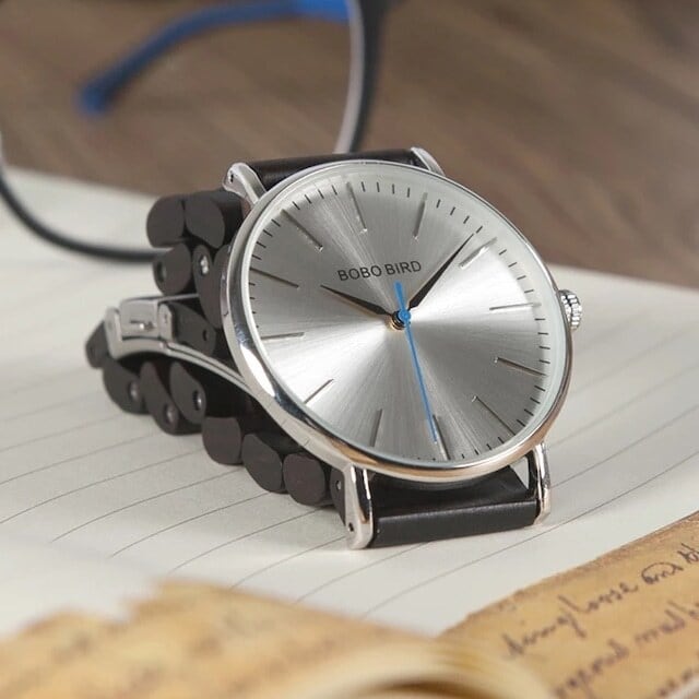 Wooden watch - Shilver Bright【BJ2172】