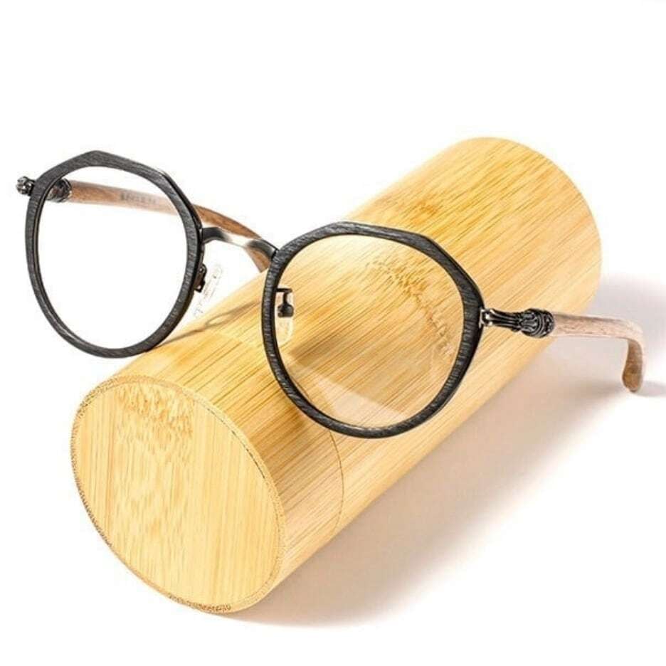 Wooden Gothic Circle Glasses（木製テンプルの丸型ゴシックメガネ）【BJ0001】