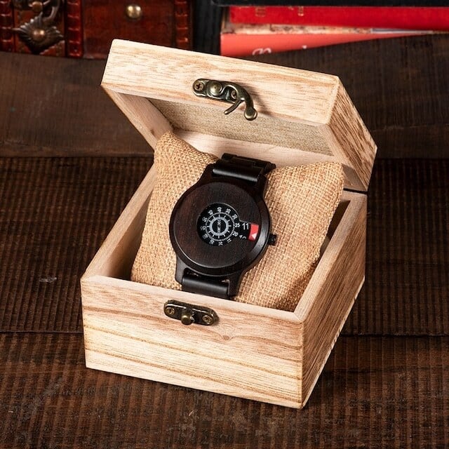 [3atm] Wooden watch - Number Spin【BJ0124】
