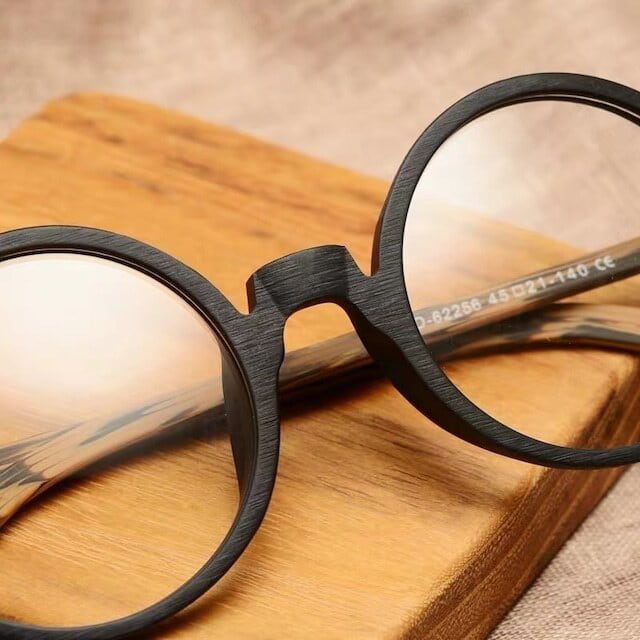 Wood grain ”MARU” megane（木目の丸メガネ）【BJ0012】
