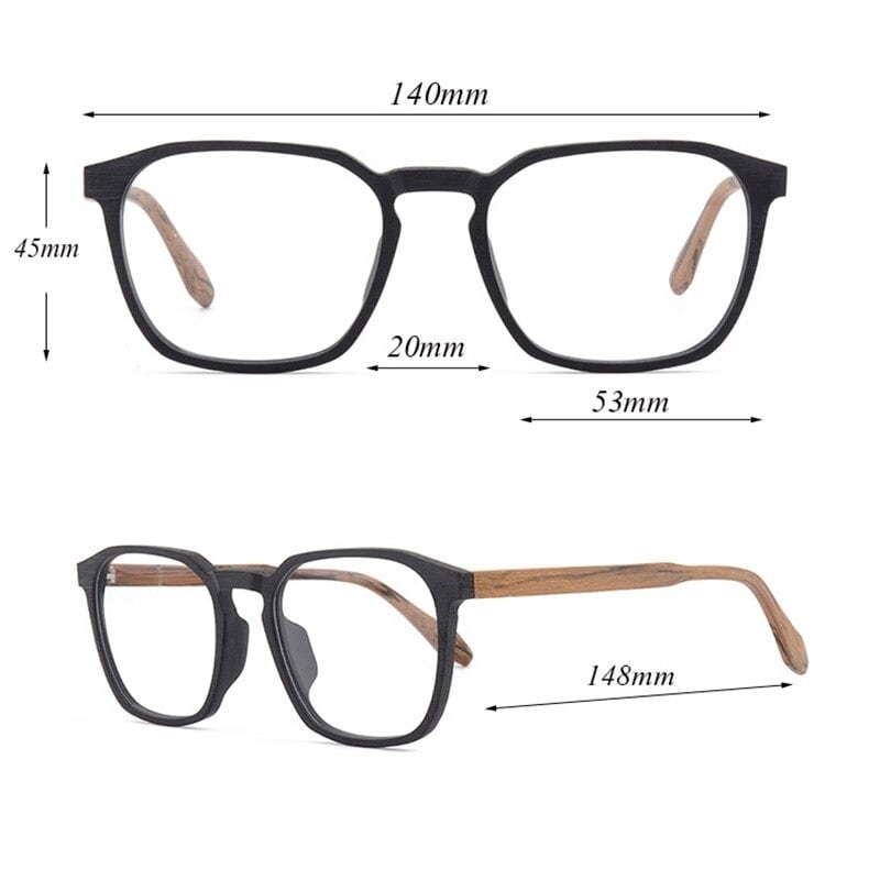 Wood Retro Square Glasses【BJ0509】
