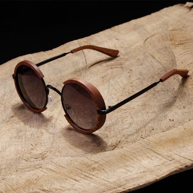 Wooden ring sunglasses（木縁の輪型サングラス）【BJ0009】