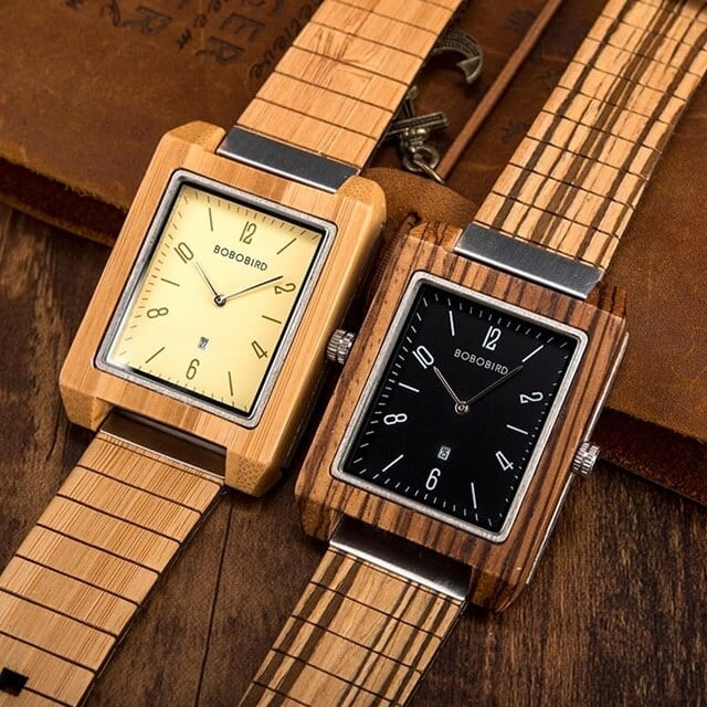 [3atm] Wooden watch - Square Rich【BJ2411】