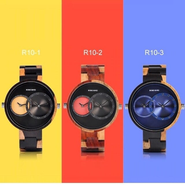 Wooden watch - Dual Twin Circles【BJ2143】