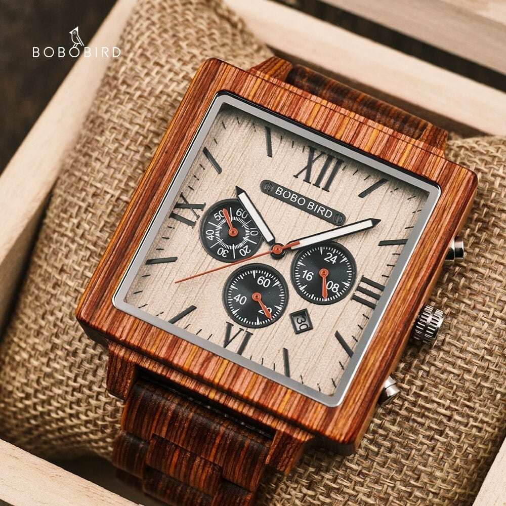 Dyed Wood Square Quartz Watch【BJ0554】