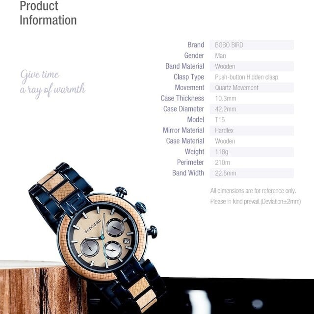 [3atm] Wooden watch - Metallic Luxury【BJ2423】