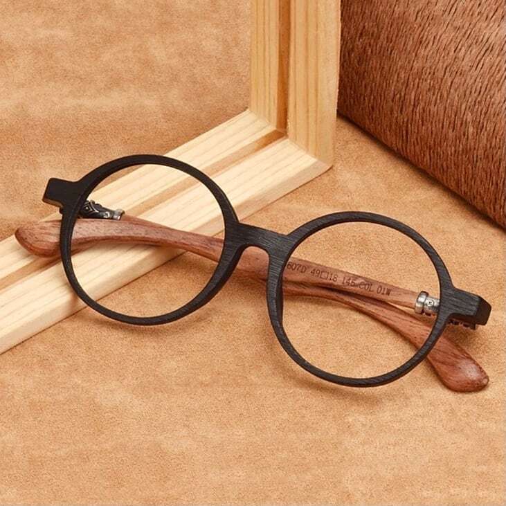 Wooden temple glasses - Round【BJ0196】