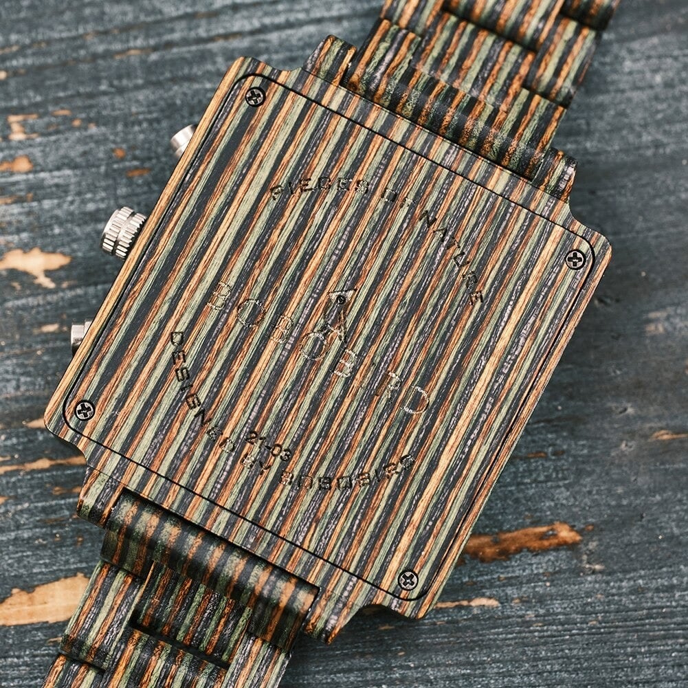 Dyed Wood Square Quartz Watch【BJ0554】