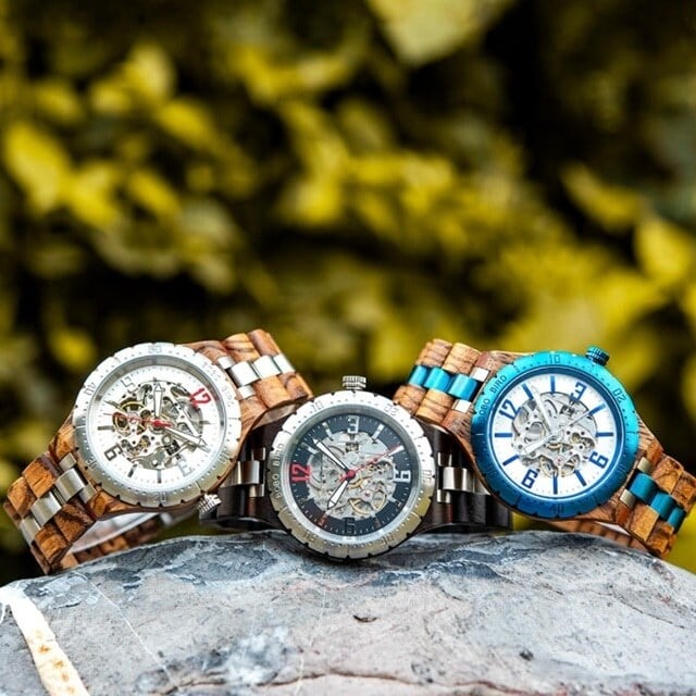 [5atm] Wooden mechanical watch - Rich Skeleton【BJ2422】