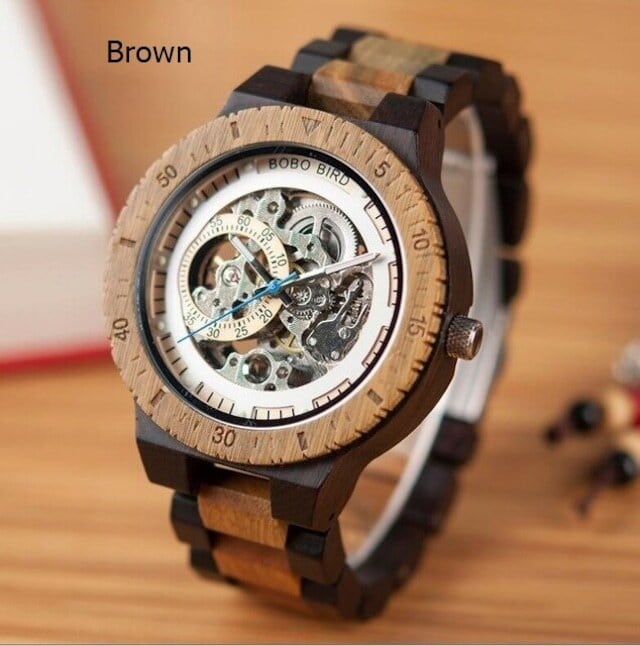 Wooden mechanical watch - Skeleton【BJ0018】