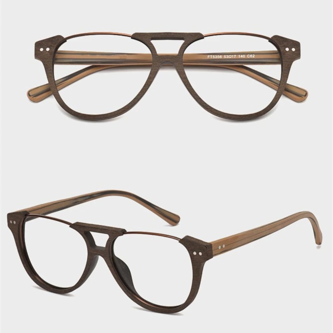 Fashionable Wood Metal Round Glasses【BJ0511】