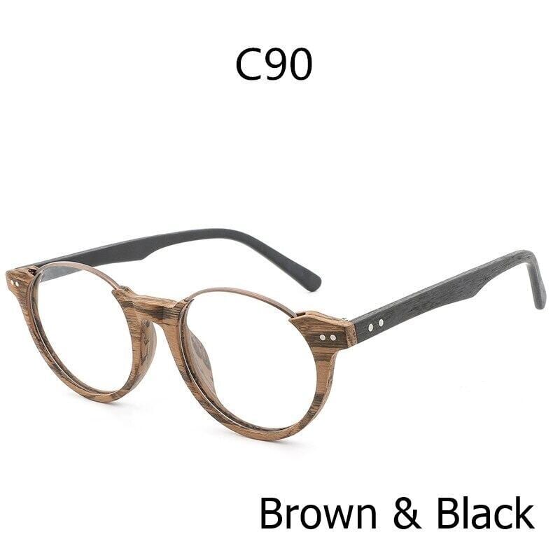 Wood grain glasses - Lower edge（木目の下縁メガネ）【BJ0013】