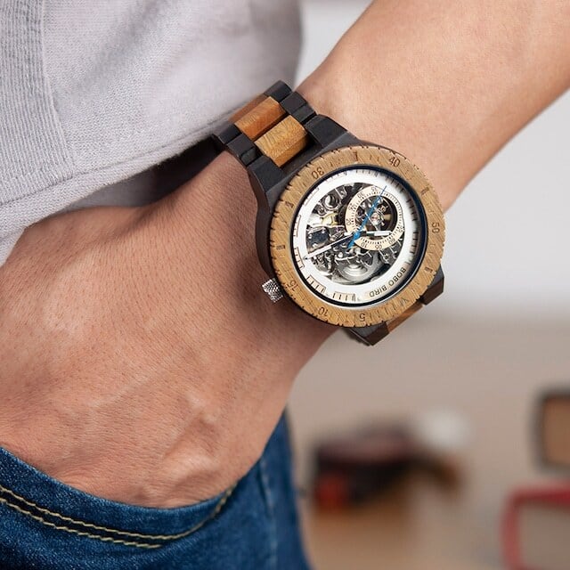 Wooden mechanical watch - Skeleton【BJ0018】