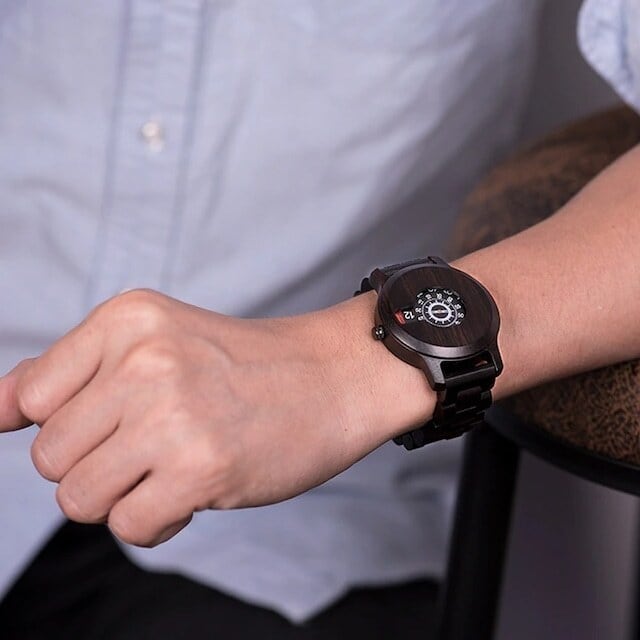 [3atm] Wooden watch - Number Spin【BJ0124】