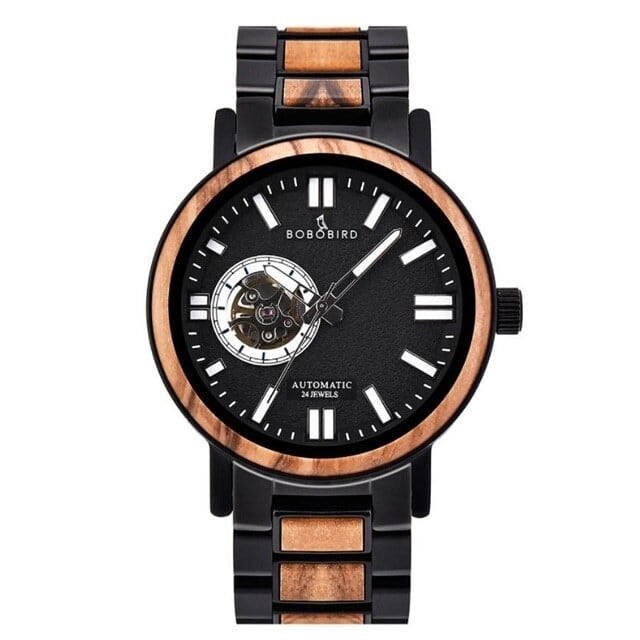 [5atm] Wooden Mechanical Watch - Luxury Blue【BJ2419】
