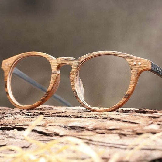 Wood grain glasses - Boston（木目のボストンメガネ）【BJ0130】
