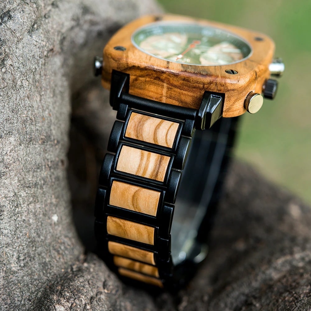Fashionable Wood Square Mechanical Watch【BJ0552】
