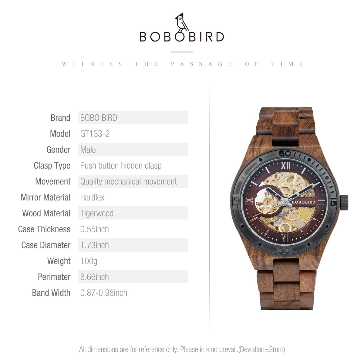 Wooden Hollow Automatic Mechanical Watch【BJ0546】