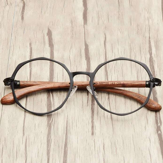 Wooden temple glasses - Geometry（木製テンプルの丸型メガネ）【BJ0184】
