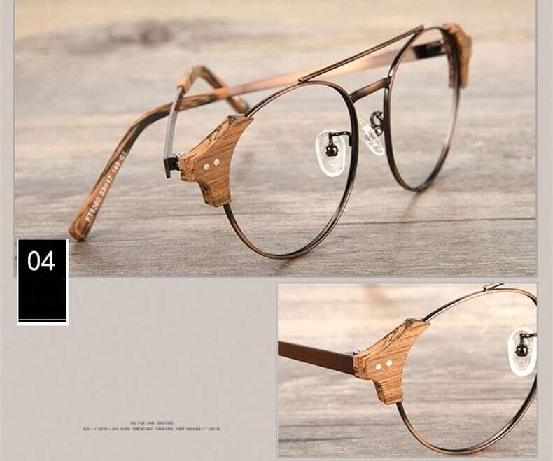 Wood grain glasses - Boston × Metal（木目とメタルのボストンメガネ）【BJ0131】