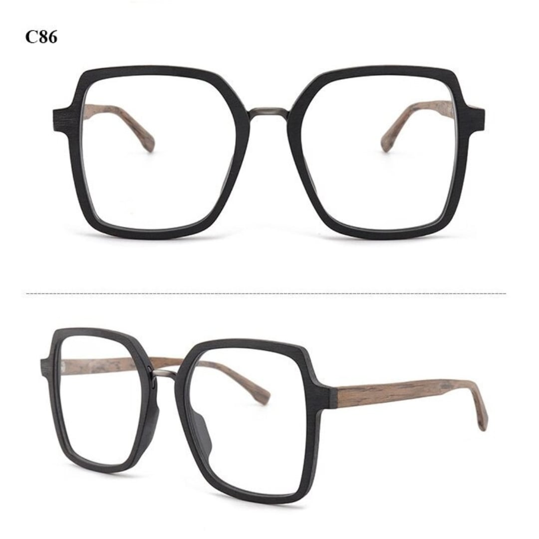 Wood Oversized Unique Design Square Glasses【BJ0530】