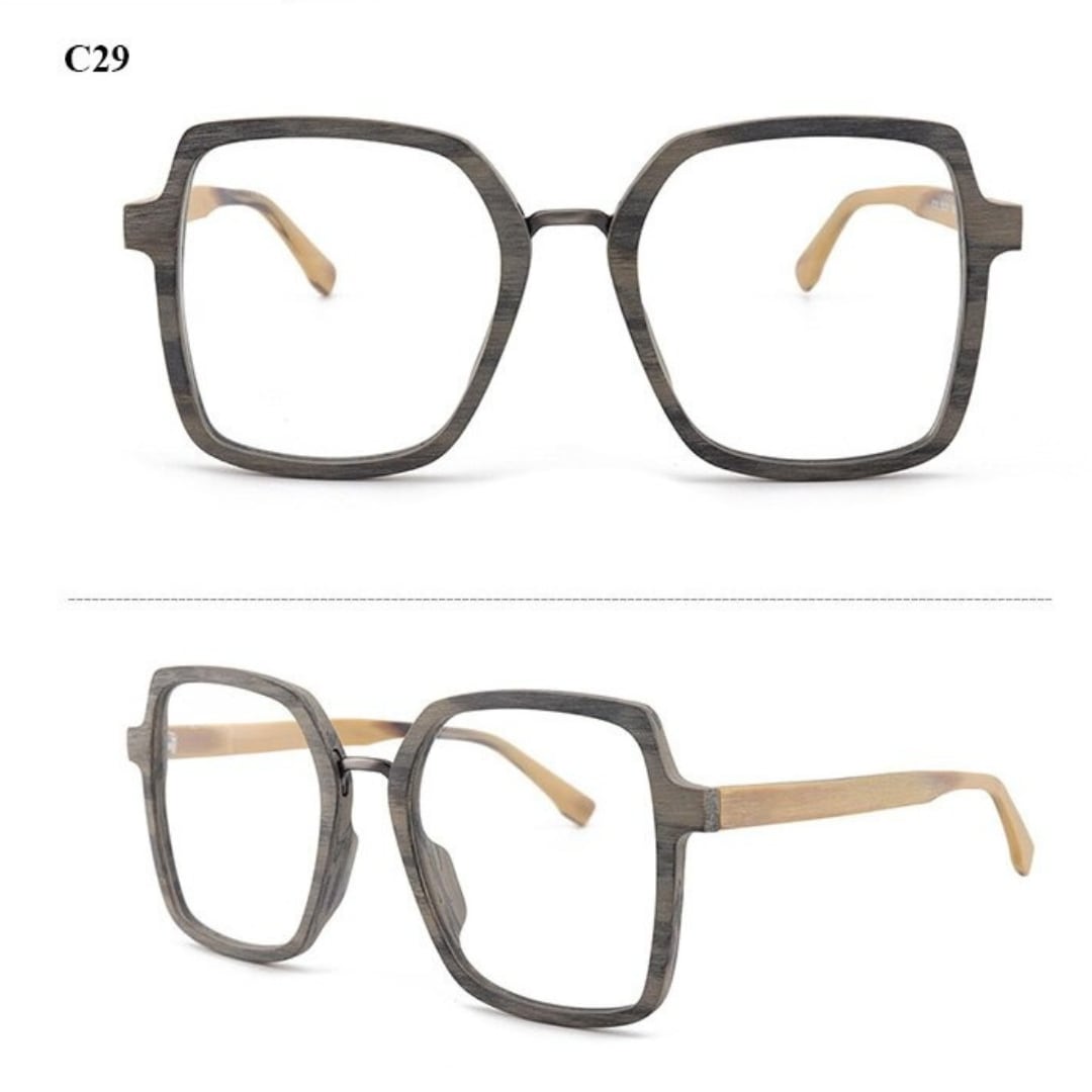 Wood Oversized Unique Design Square Glasses【BJ0530】