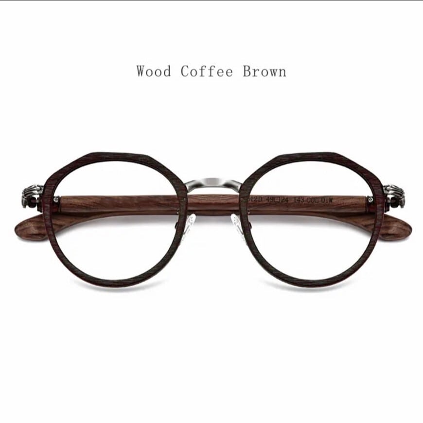 Wooden Gothic Circle Glasses（木製テンプルの丸型ゴシックメガネ）【BJ0001】