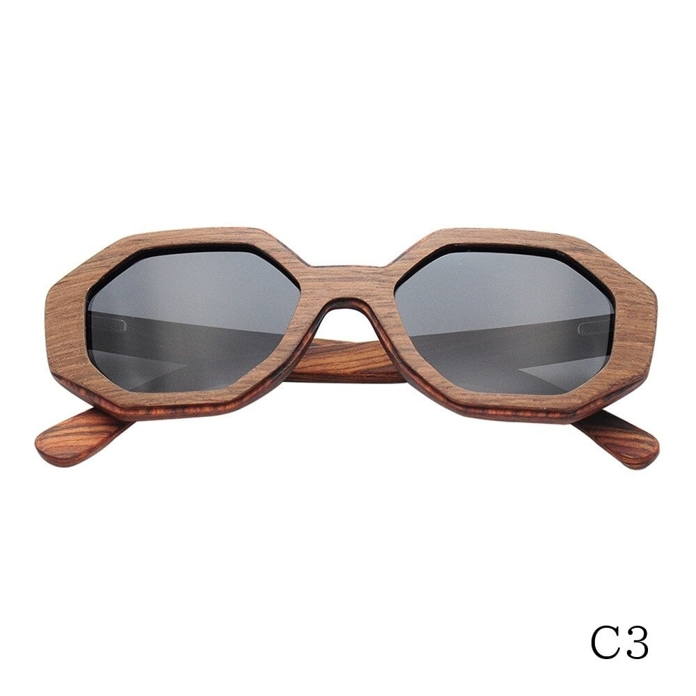 Wood Irregular Octagon Frame Sunglasses【BJ0521】