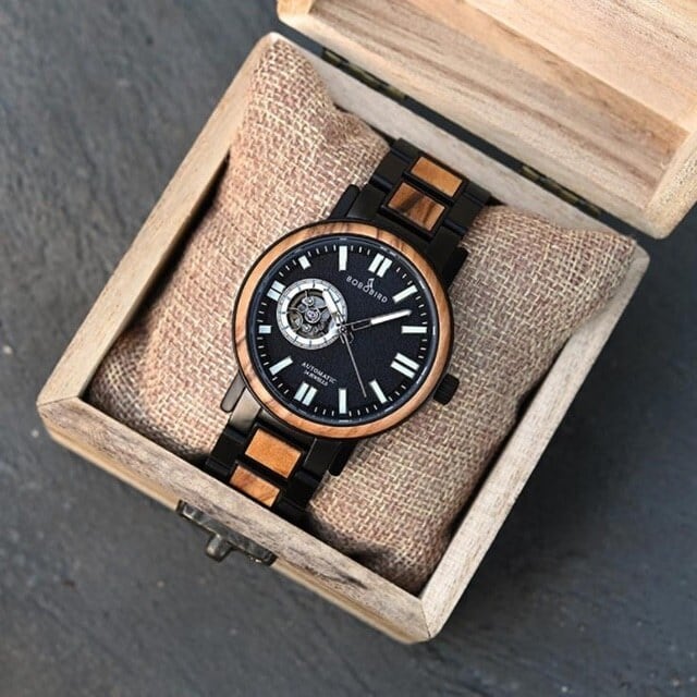 [5atm] Wooden Mechanical Watch - Luxury Blue【BJ2419】
