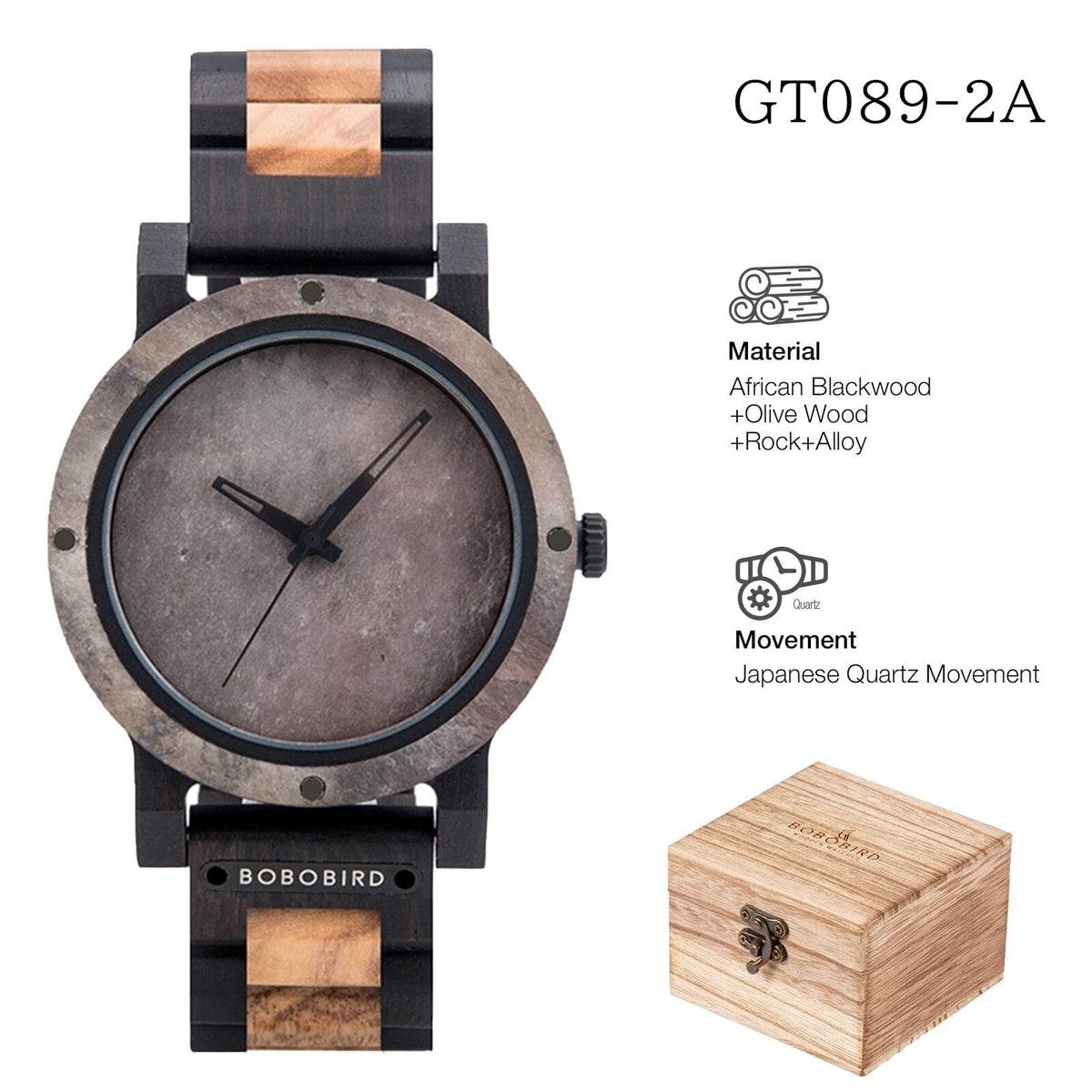 Wood And Rock Quartz Watch【BJ0551】