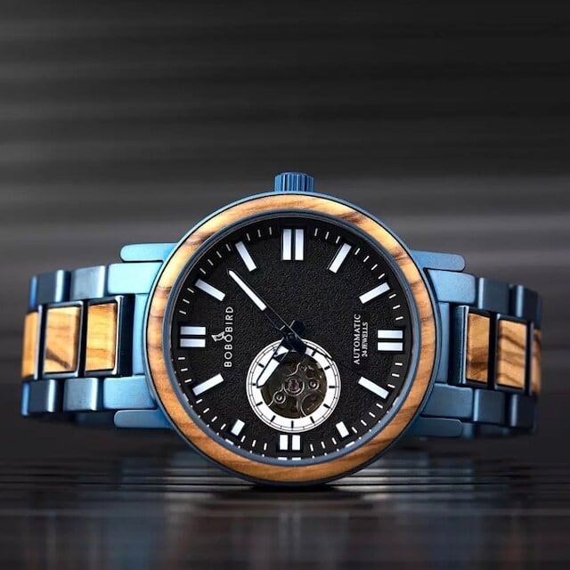 [5atm] Wooden Mechanical Watch - Luxury Blue【BJ2419】