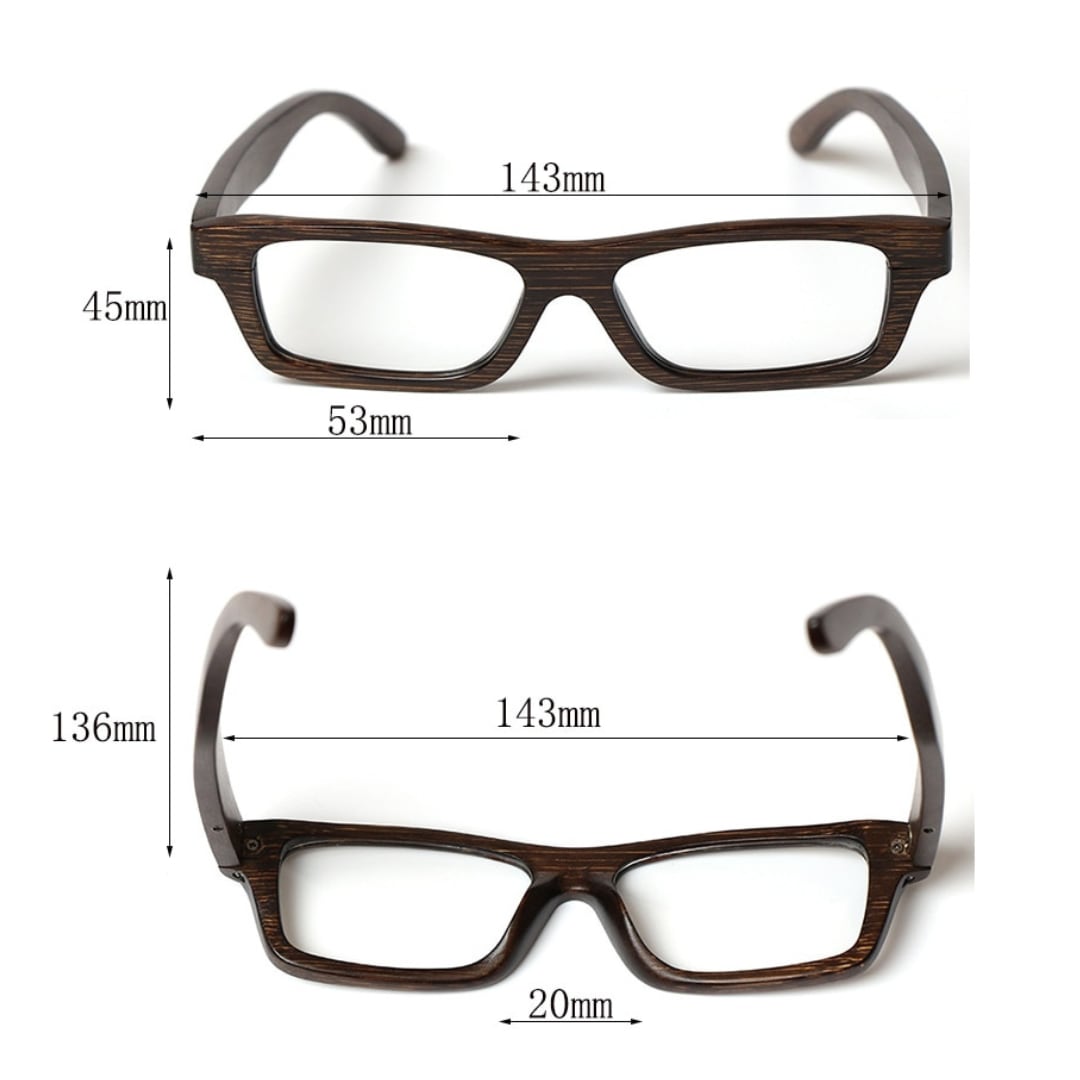 Black Bamboo Square Glasses【BJ0557】