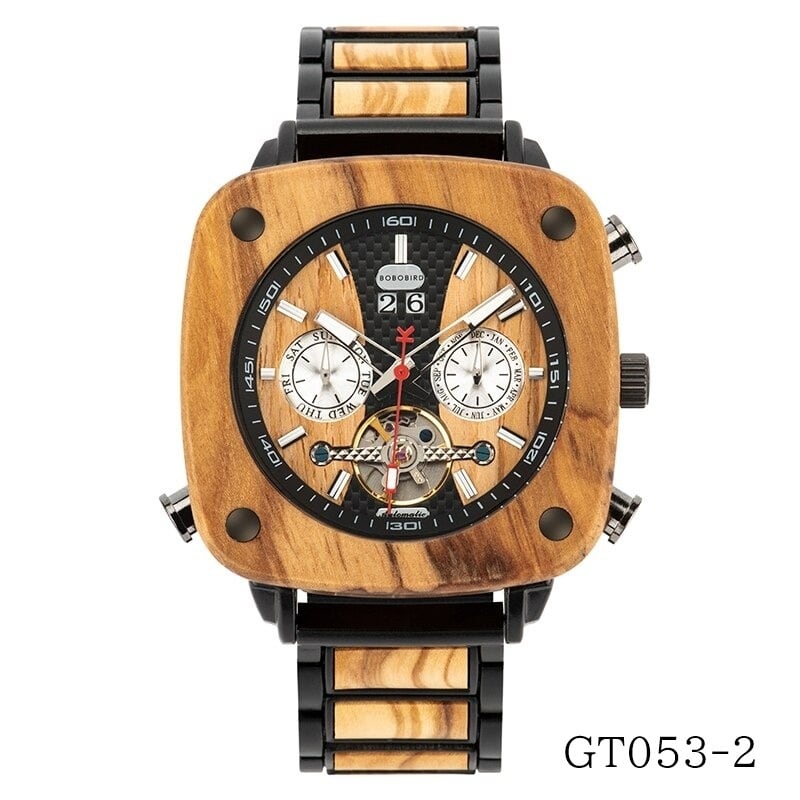 Fashionable Wood Square Mechanical Watch【BJ0552】