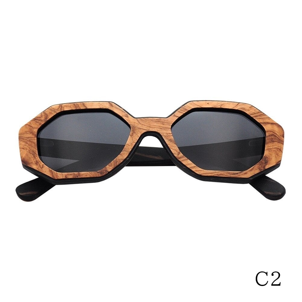 Wood Irregular Octagon Frame Sunglasses【BJ0521】