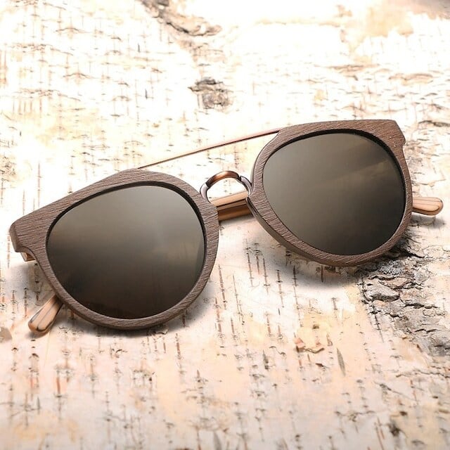 Wood grain sunglasses - Metal Bridge【BJ0181】