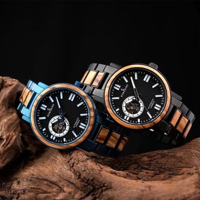 [5atm] Wooden Mechanical Watch - Luxury Blue【BJ2419】