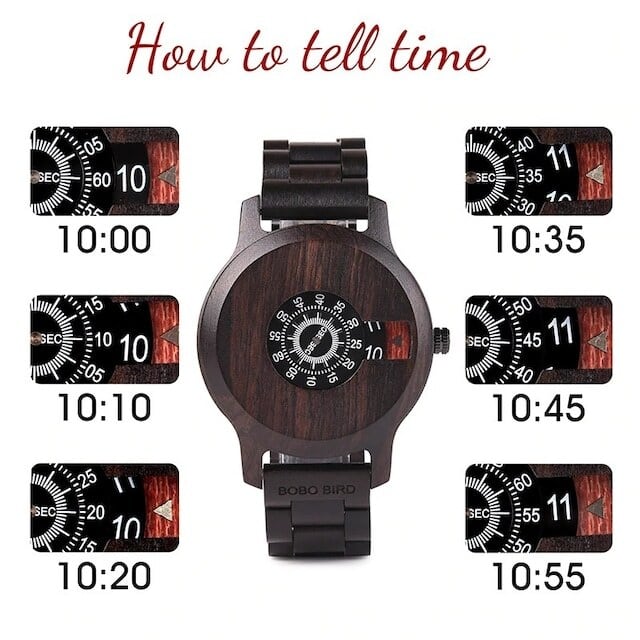 [3atm] Wooden watch - Number Spin【BJ0124】