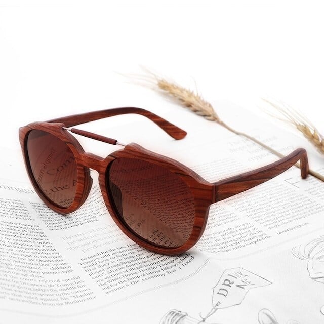 Wooden vintage sunglasses - Teardrop【BJ0010】