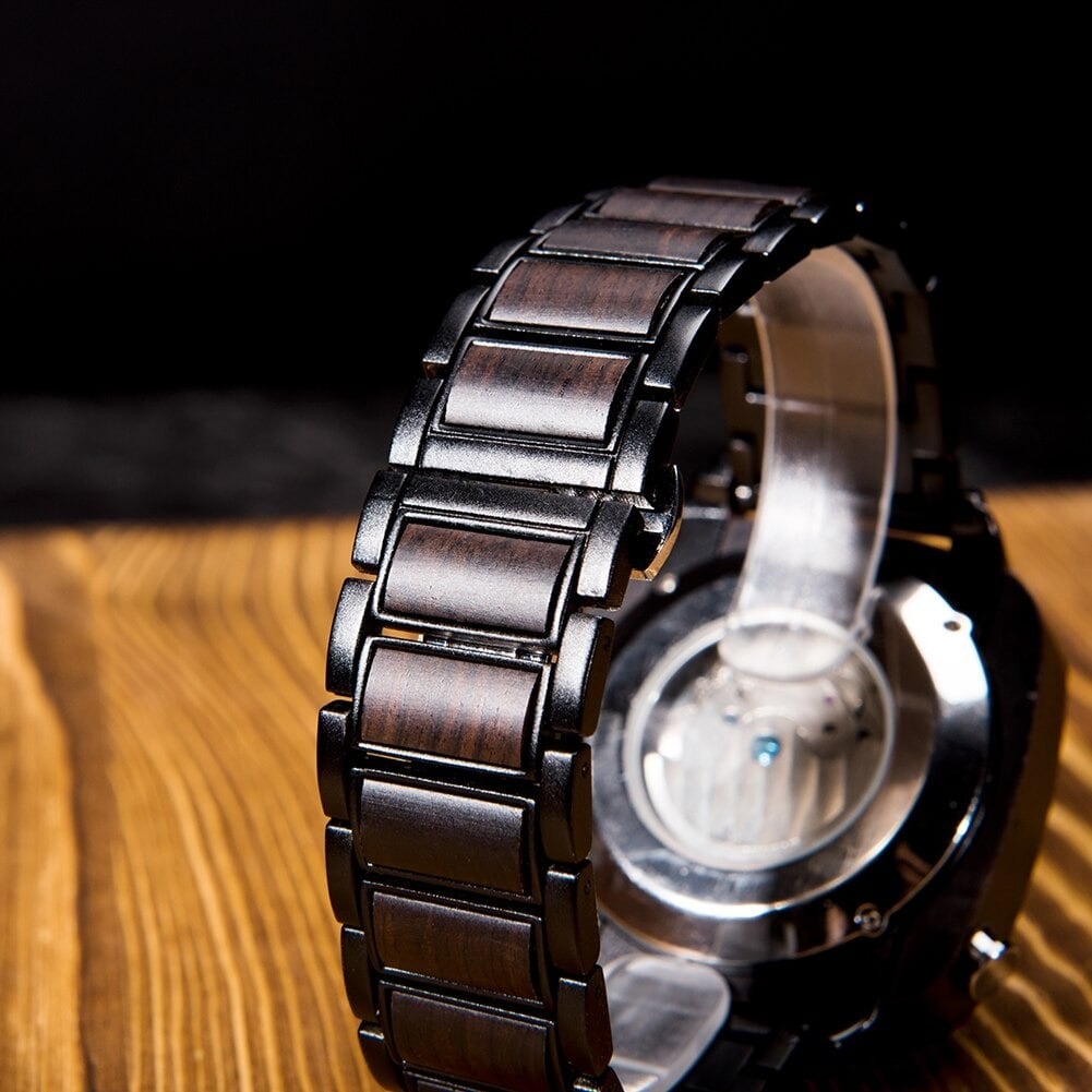 Fashionable Wood Square Mechanical Watch【BJ0552】