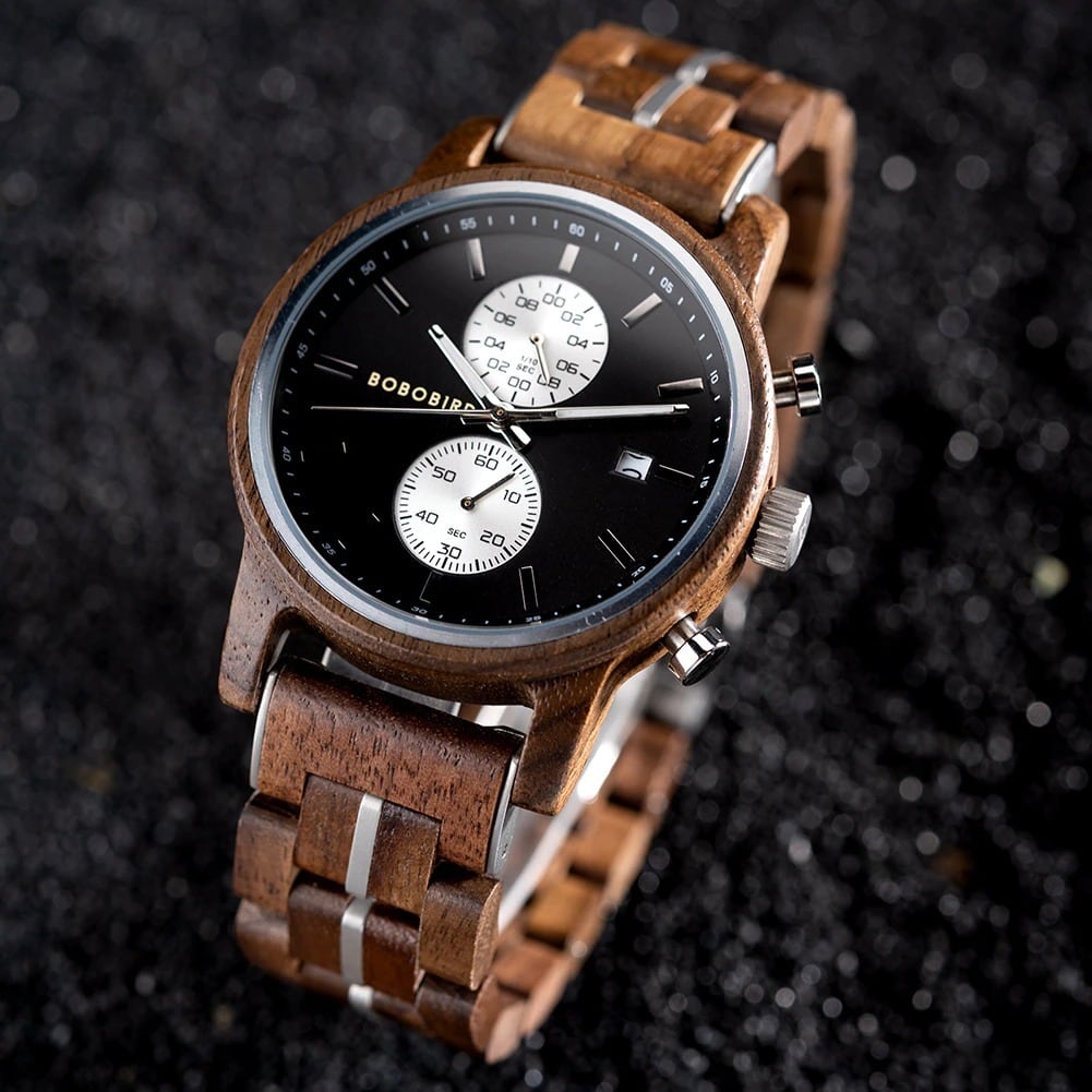 Wood Chronograph Watch With Date Display【BJ0538】