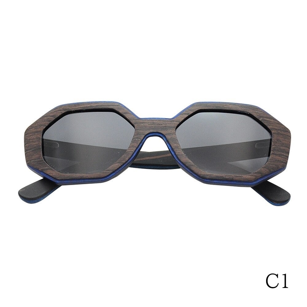Wood Irregular Octagon Frame Sunglasses【BJ0521】