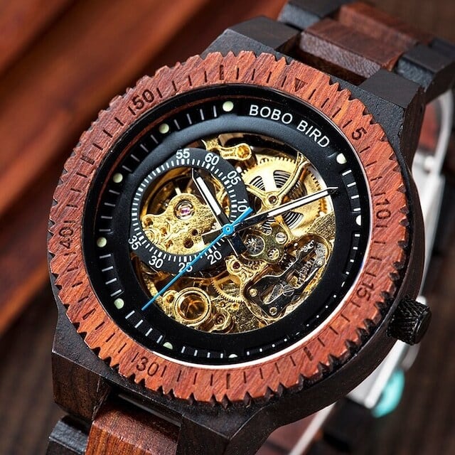 Wooden mechanical watch - Skeleton【BJ0018】
