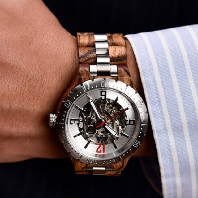 [5atm] Wooden mechanical watch - Rich Skeleton【BJ2422】