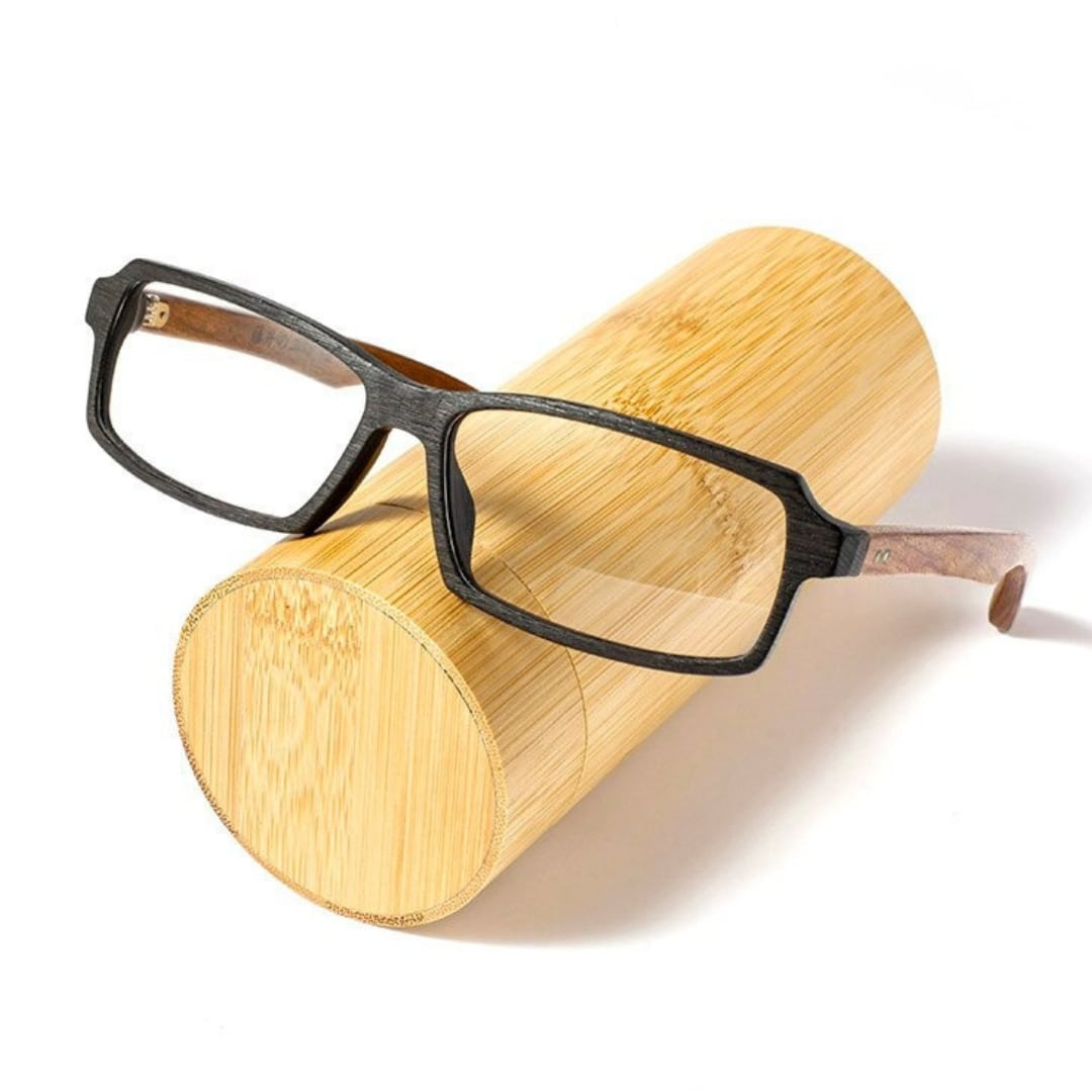 Wooden Square Plain Glasses（木製テンプルのスクエアメガネ）【BJ0003】