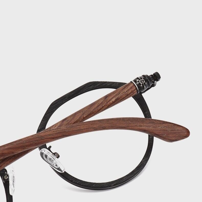 Wooden Gothic Circle Glasses（木製テンプルの丸型ゴシックメガネ）【BJ0001】