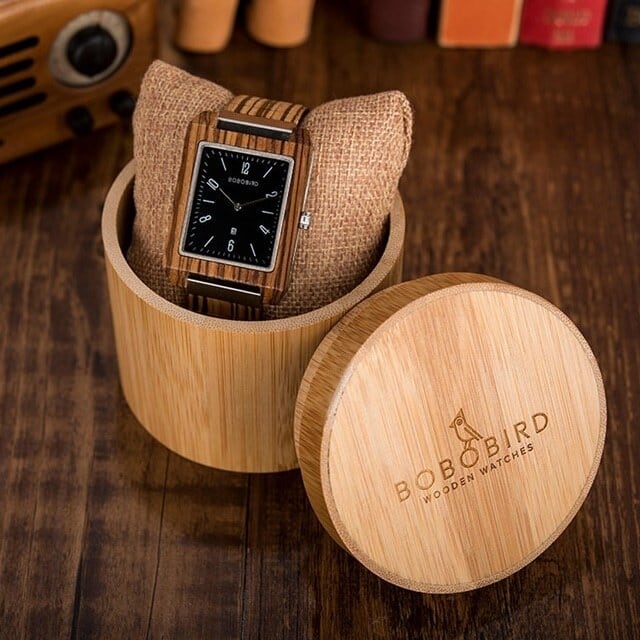 [3atm] Wooden watch - Square Rich【BJ2411】