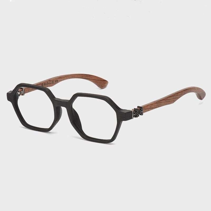 Wooden temple glasses - Logo Square【BJ2575】