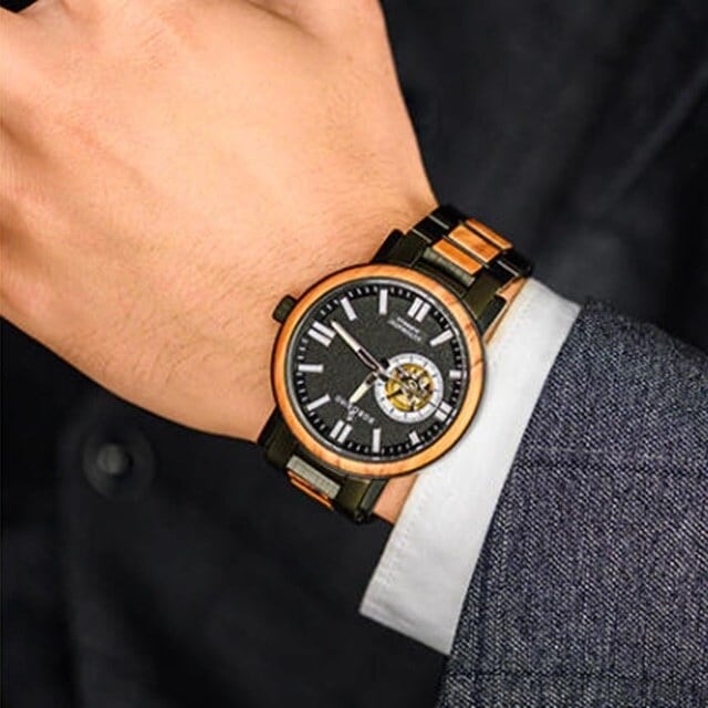[5atm] Wooden Mechanical Watch - Luxury Blue【BJ2419】