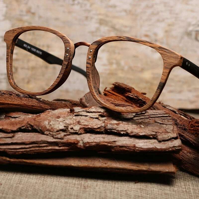 Wood grain glasses - Wellington（木目のウェリントンメガネ）【BJ0008】