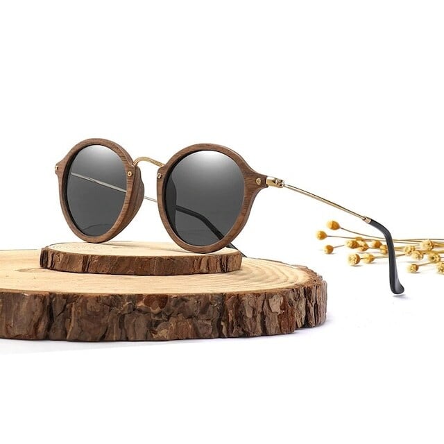Wooden ring sunglasses - Metal Temple【BJ0193】